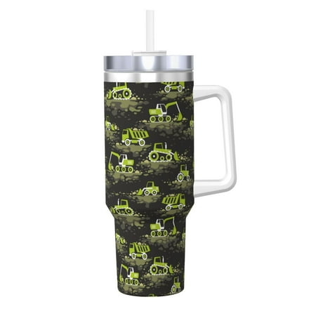 

Matuu Light Green Excavator for 40OZ Ice Cup with Handle Durable Thermal Cups Keep Drinks Cold and Hot Insulated Car Mug with Lid