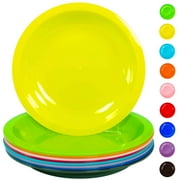 7.5 Inch Plastic Plates, Small Kid Size, Kids Plates, Toddler Plates, Snack Plates, Microwave Safe, Dishwasher Safe, Set of 9 - Rainbow