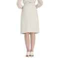 thumbnail image 3 of INSPIRE CHIC Women's Elegant Button Front Asymmetrical Slit Hem Plaid Tweed Midi Skirt White S, 3 of 5