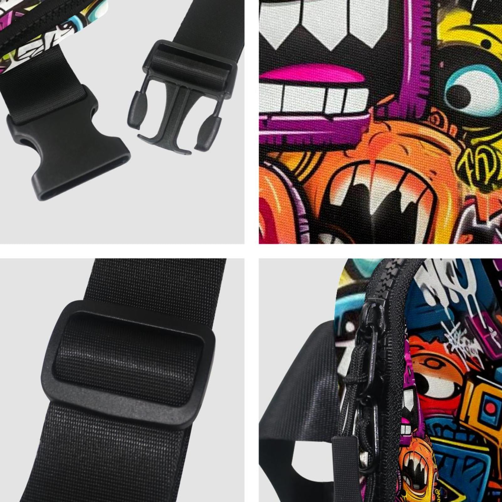 Graffiti Lightweight Adjustable Crossbody Bag with Extension Strap - Unisex Fanny Pack