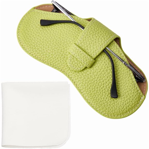 Soft Sunglasses Case Slim Glasses Case Leather Portable Lightweight Eyeglasses Spectacle Cases Pouch Bag Cover with Cleaning Cloth