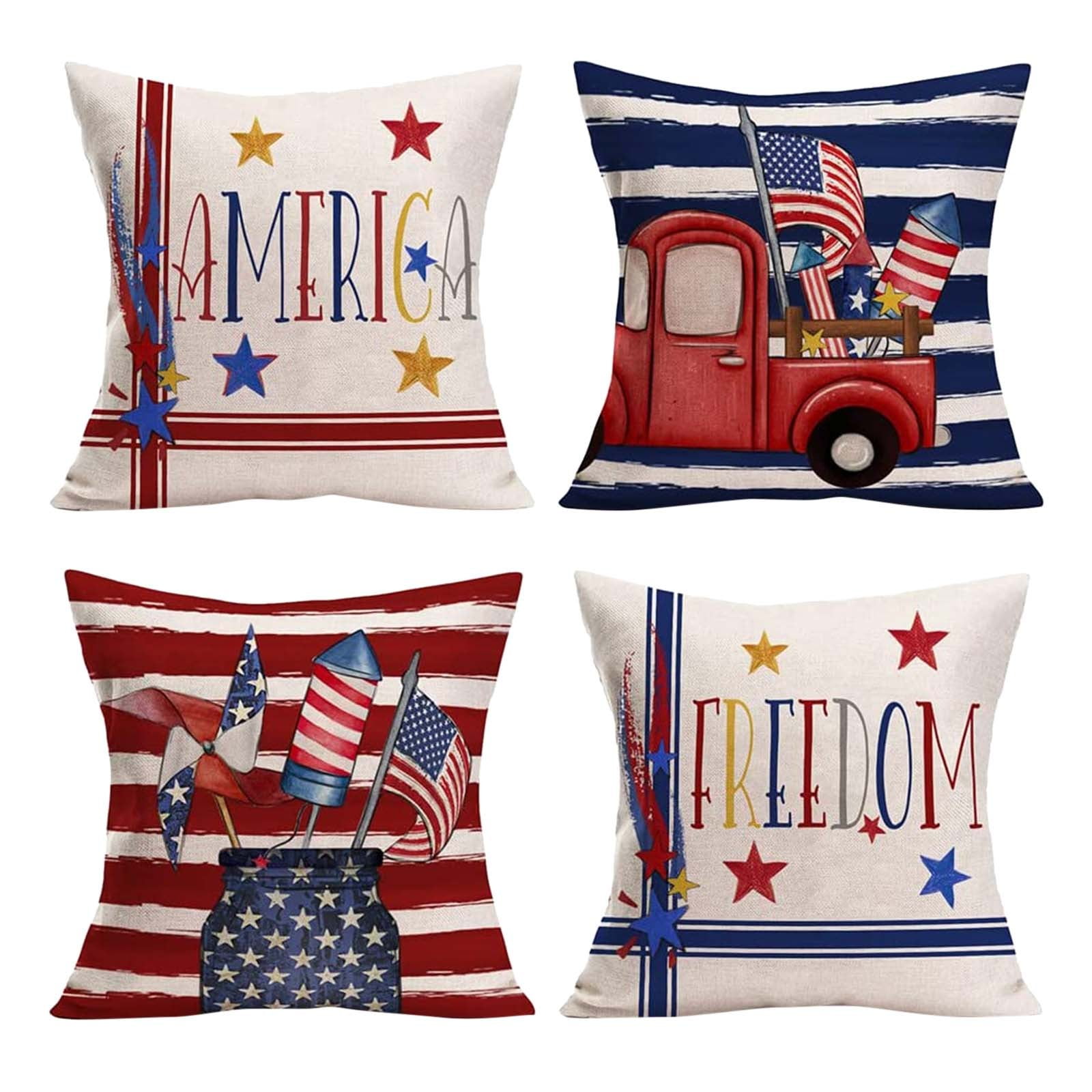 July 4th Decoration Independence Day Pillowcase Fun Printing Red Blue