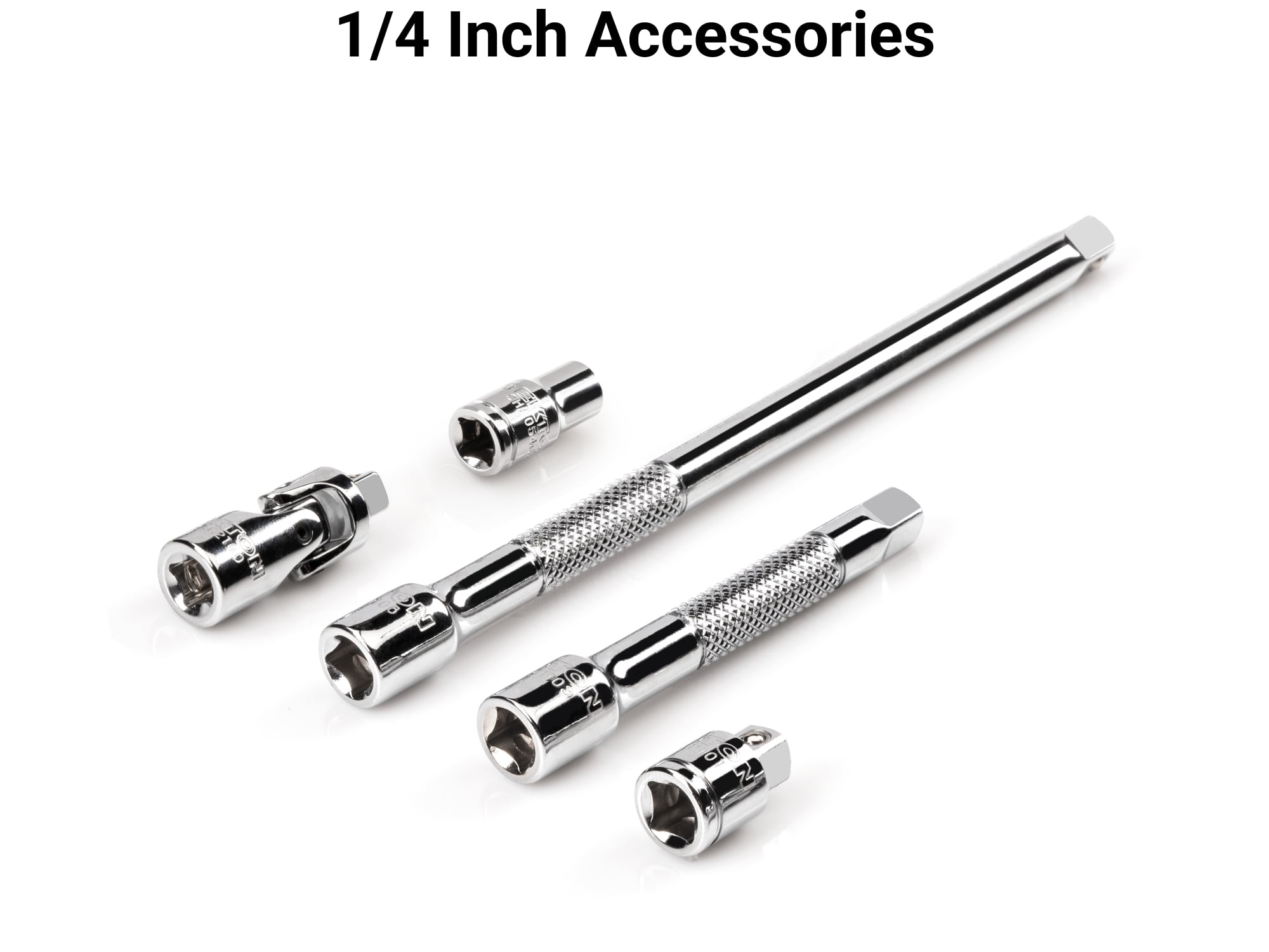 TEKTON 1/4 Inch Drive Shallow and Deep 12-Point Socket and Ratchet Set with Rails and Tray, 35-Piece (4 - 15 mm) | SKT03202