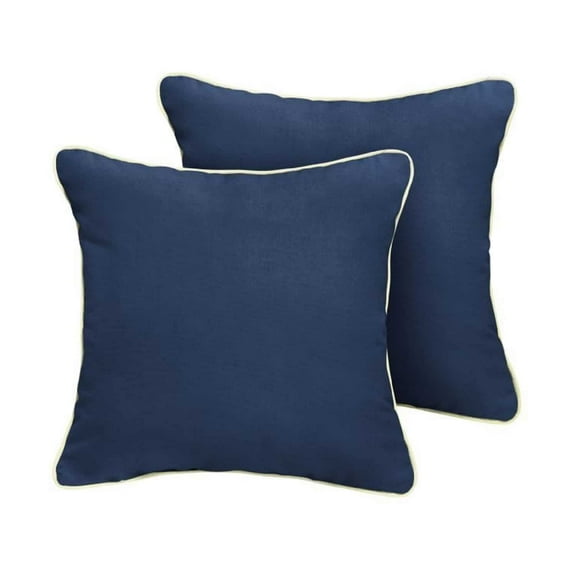 Sunbrella  Canvas Navy/ Canvas Natural Indoor/ Outdoor Pillow Set 20 in x 20 in