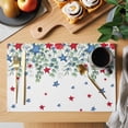 thumbnail image 2 of 4th of July Placemats Set of 4, Memorial Day Patriotic Star Eucalyptus Leaf Placemats for Dining Table, Place Mats for Kitchen Tabletop, Waterproof Wipeable Dining Table Mats Set, 2 of 9
