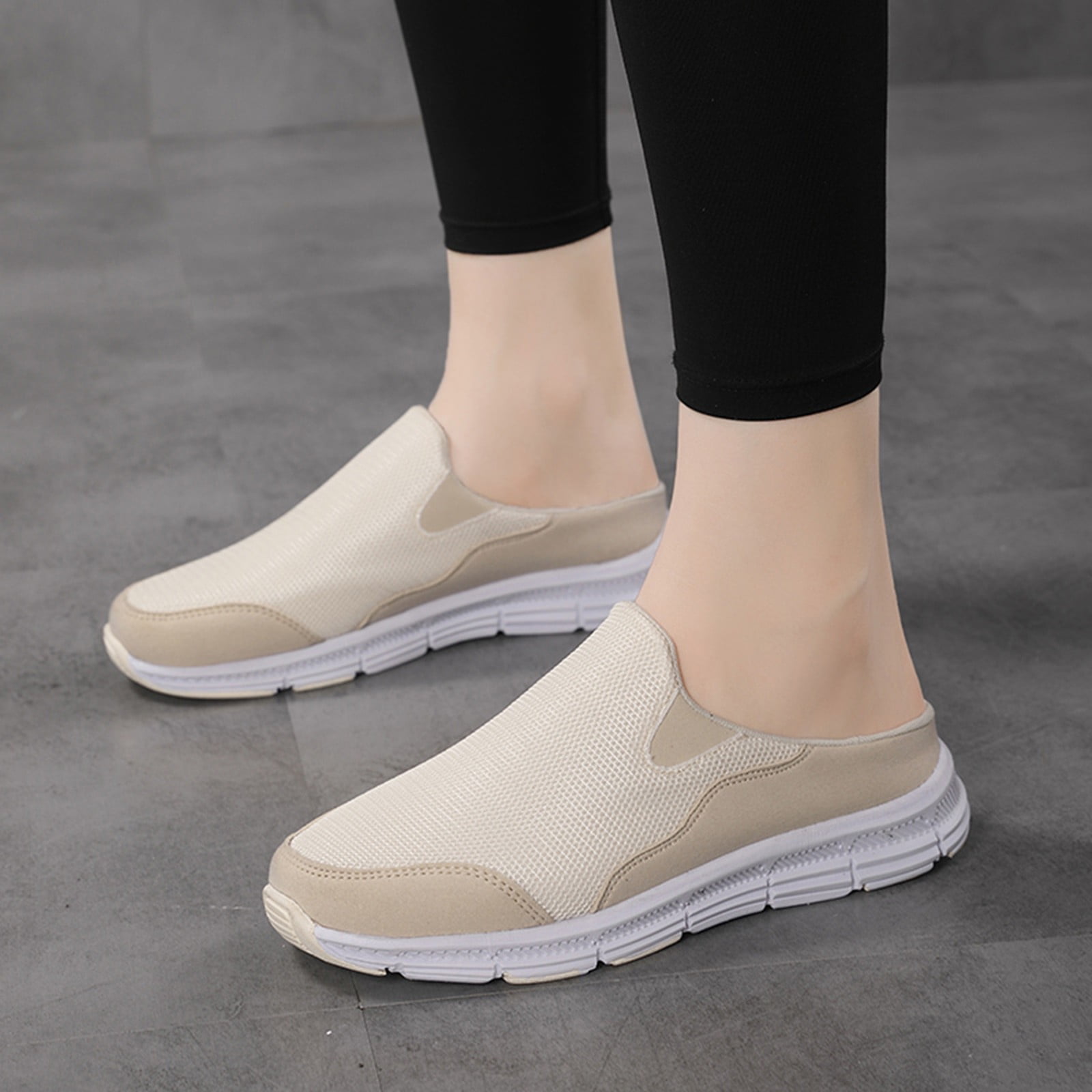 Women s Comfortable Wrap Half Slipper Flat Bottom Soft Mesh