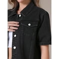 thumbnail image 5 of DARING DIVA Women's Short Sleeve Button Down Cropped Denim Jackets L Black, 5 of 7