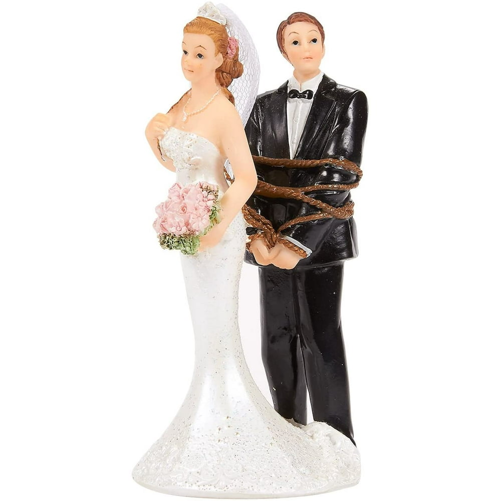 Wedding Cake Topper Bride Tied Up Groom Figurines Fun Wedding