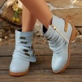 thumbnail image 5 of Women's Boots Plus Size Stretch Knit Mid-Calf Boots Round Toe Side Zipper Low Block Heel Soft Padded Insole Versatile Casual Fashion Outdoor Daily Wear, 5 of 9