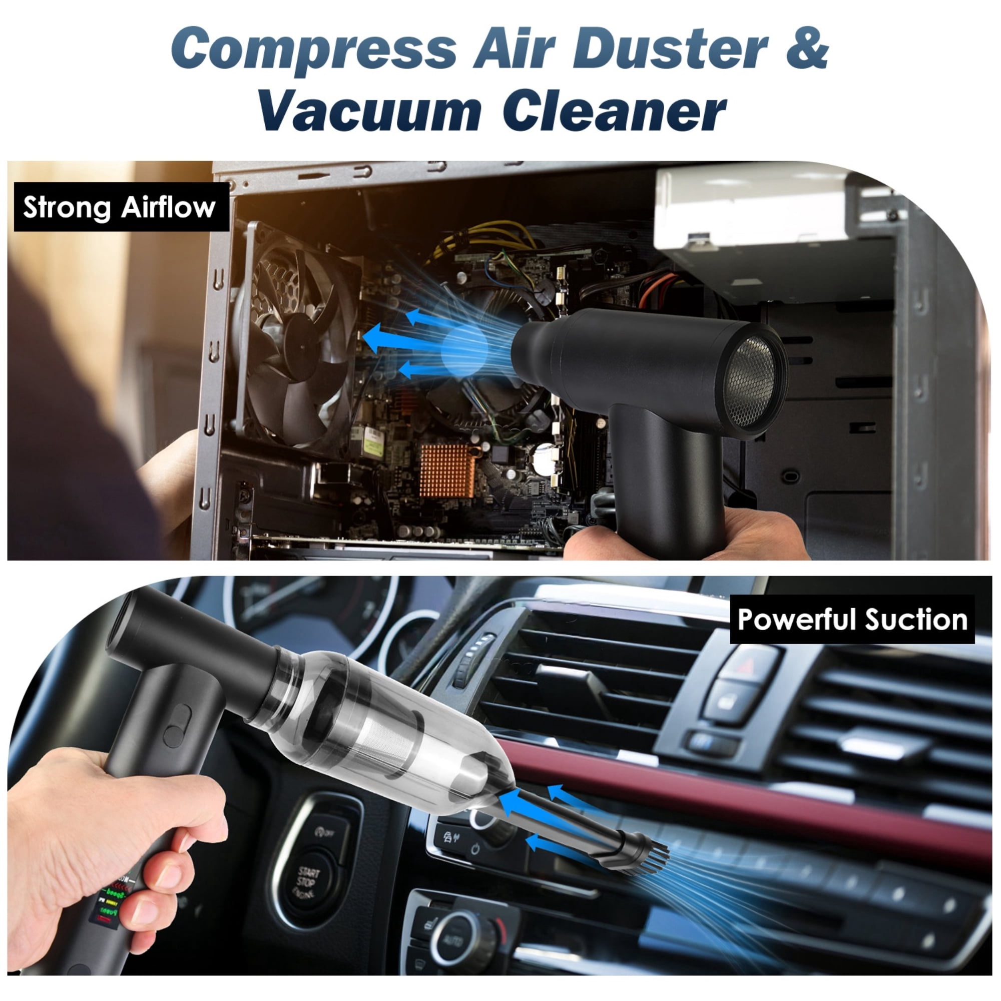 Cordless Air Duster with Brushless Motor - 130,000RPM, Variable Speed, Portable Dust Blower and Vacuum