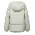 thumbnail image 4 of Crunowin Women Puffer Coat, Solid Color Long Sleeve Cotton Padded Hooded Pocket Winter Parka Coat White M, 4 of 6