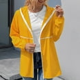 thumbnail image 4 of IROINNID Women's Mid-Length Zip Up Jacket Solid Color Long Sleeve Waterproof Outdoor Sports Casual Jacket, Yellow, 4 of 6