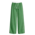 thumbnail image 5 of SONXAHE Big Girls Drawstring Pants Striped Loose Fit Casual Wide Leg Sports Sweatpants for Kids,Green, 5 of 5