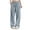 Sky Blue, variant on frariair ​Boho Chic Baggy Denim Pants For Women High Rise Relaxed Fit Destroyed Jeans With Functional Pockets​ Dark Blue