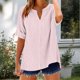 thumbnail image 4 of Camisetas Casuales de Manga Corta con Cuello en V Impreso Botón de Verano Suelto Y de Moda, 4 of 5