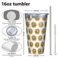 thumbnail image 4 of 16oz Tumblers White Sunflower Stainless Steel Vacuum Insulated Double Wall Travel Tumbler Cups Mug with Lid and Straw,Cleaning Brush for Coffee,Tea, 4 of 4