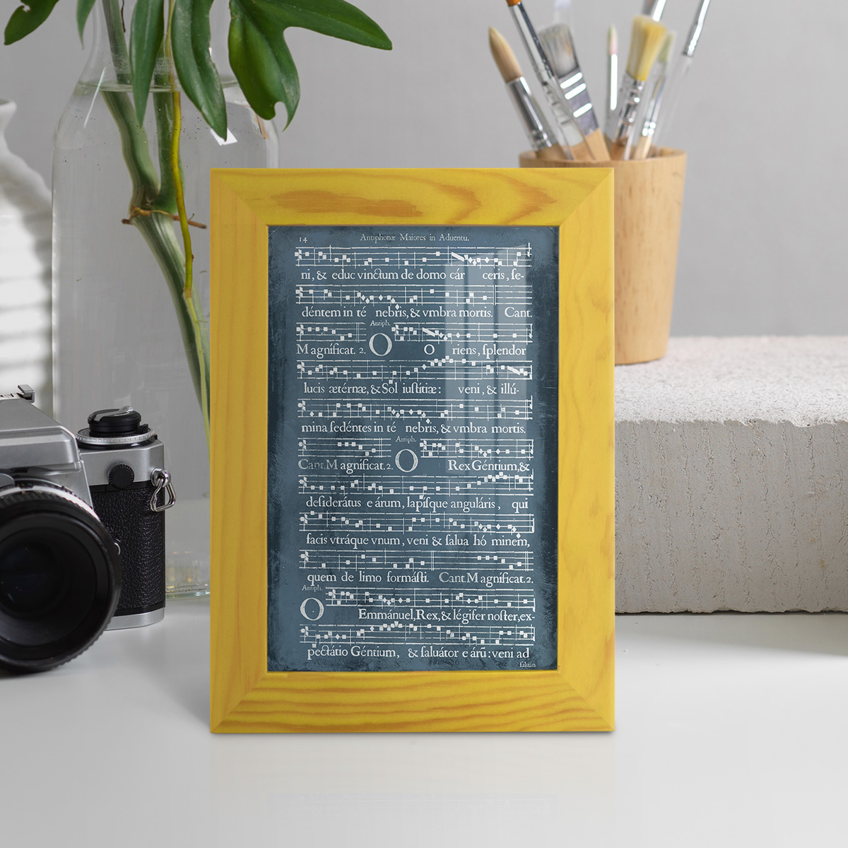 Graphic Songbook IV -Framed Print w/glass-Sunflower Yellow