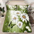thumbnail image 2 of Homewish Modern Oil Painting Bed Sheets,Kawaii Daisy Butterflies King Sheets,Green White Sheet Set For Girl Teens,Breathable Home Decor,4pcs, 2 of 7