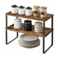 thumbnail image 4 of 2 Pack Cabinet Organizer Shelf, Kitchen Counter Shelves, Kitchen Storage, Spice Rack, Stackable, Expandable, Metal and Engineered Wood, Ink Black and Rustic Brown, 4 of 9