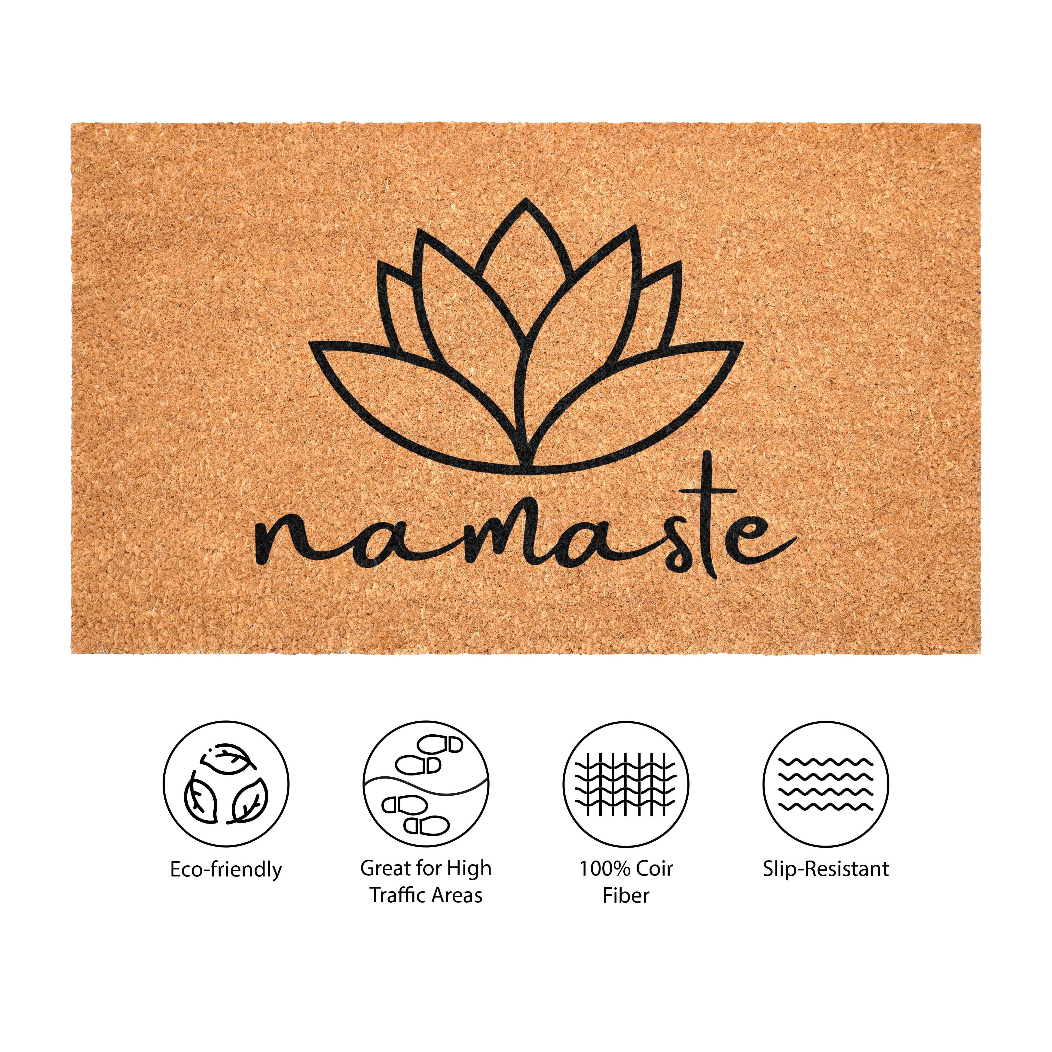 Namaste Lotus Non Slip Vinyl Backing, Front Door Mat, Entryway Door Mat, 17"x29"