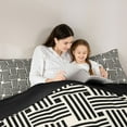 thumbnail image 4 of jejeloiu Abstract Vintage Lines 7-Piece Twin Bedding Sets,Geometric Striped Print Bedding Comforter Set,Black Beige Sheet Sets For Teens,Breathable Home Decor Reversible, 4 of 8