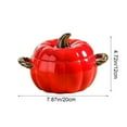 thumbnail image 3 of Zawou 800ml Ceramic Pumpkin Bowl with Lid – Cute Mini Dutch Oven Style Tableware for Oatmeal, Snacks, or Holiday Desserts, 3 of 7