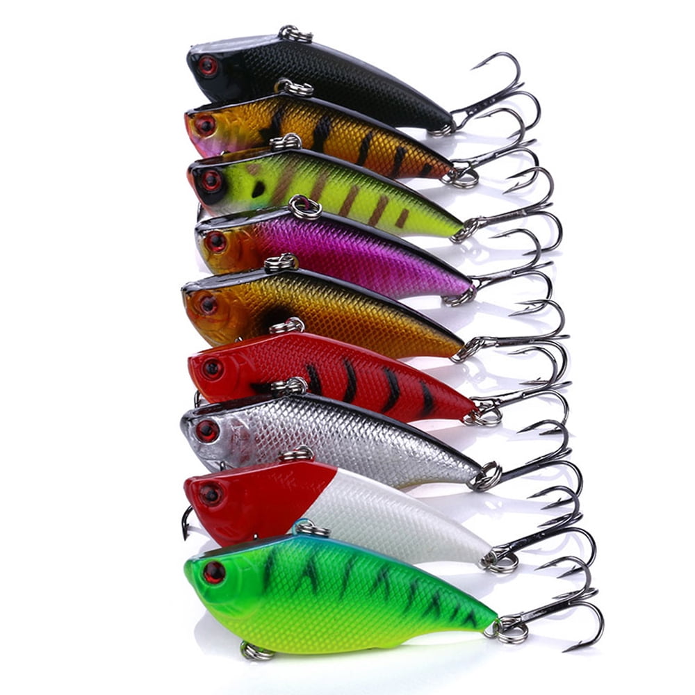 HENGJIA Fishing Lures, 10 Pack Lipless Crankbaits for Bass, Minnow VIB Hard Baits Sinking Slowly 4.92ft Fishing Lure for Saltwater Freshwater Bass, Redfish, Trout, Walleye