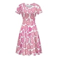 thumbnail image 2 of FKELYI Heart Print Short Sleeve Dress Elastic Valentine's Day Swing Skater Midi Dress Breathable Pink Short Sleeve Dresses for Women Size XL, 2 of 5