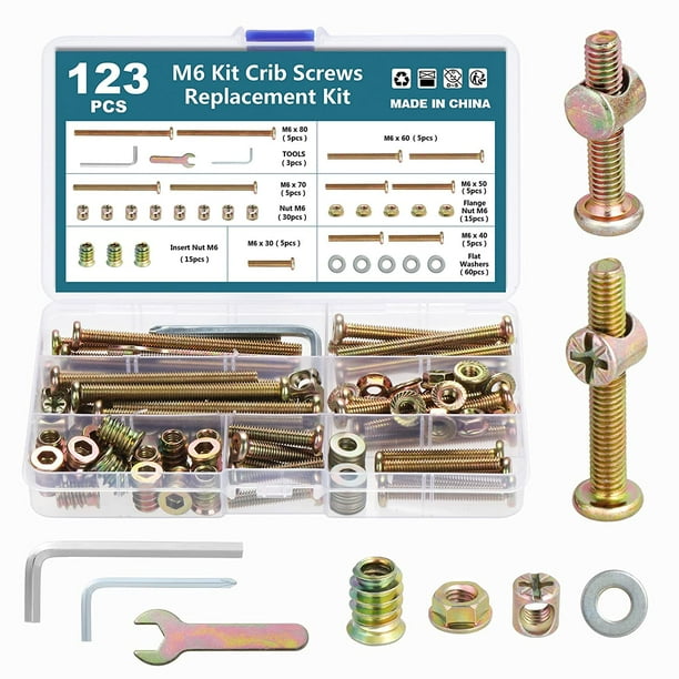 HSEAMALL 123PCS M6 Crib Screws Barrel Nuts Hex Socket Head Cap Screws
