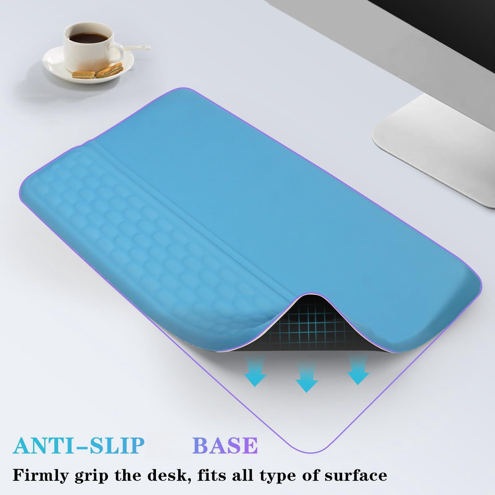 Computer Stand With Wrist Rest  Tilted Holder - Riser Pad Tray Support For Office Home Blue