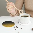 thumbnail image 6 of Kll Round Shape Drink Coasters Set Of 4,Pu Leather Absorbent Coasters Set Decorative Coffee Cup Coasters Housewarming Gift For Home Decor-Gold Glitter Gradient, 6 of 9
