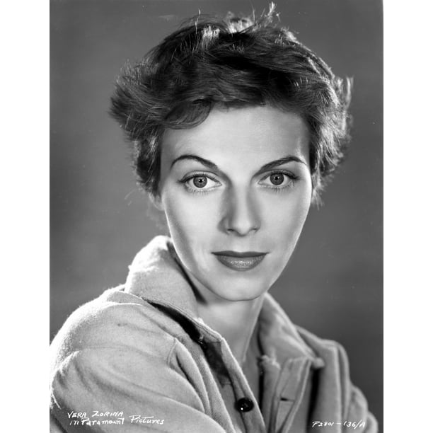 Vera Zorina posed in a wool button down top with a wide collar while