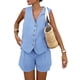 thumbnail image 1 of Conjunto de Dos Piezas para Mujer PRETTYGARDEN Sin Mangas con Botones Azul Claro XXL, 1 of 7