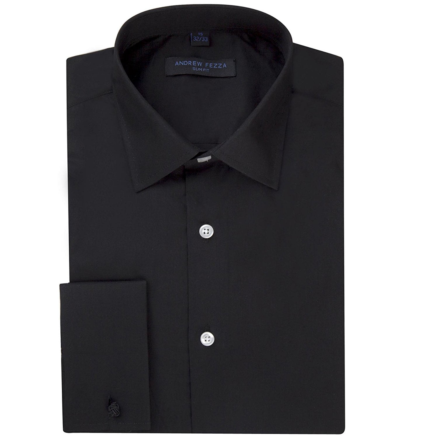Andrew Fezza Men's Flex Collar Slim Fit French Cuff Solid Dress Shirt ...