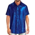 thumbnail image 1 of Camisa de manga corta con lentejuelas para hombre: camisa brillante de moda hipster ajustada, poliéster, diseño estampado, tallas M-XXXL, ropa de club/fiesta/salida nocturna informal, 1 of 6