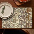 thumbnail image 5 of Set of 4 Colorful Paisley Placemats, Flax Linen Table Mats Featuring Heat Resistant Wrinkle Free Design with Vintage Boho Floral and Mandala Geometric Art, 5 of 6