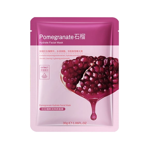 Pomegranate Facial Skincare Sheet Hydrating Moisturizing Revitalizing Facial Skincare Sheet, Korean Skincare Facial Mask, Moisturizing Facial Mud Mask Clean Pores Oil Control Refreshing Face Skin