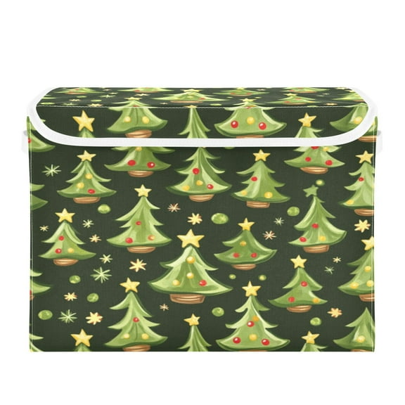 Storage Box With Lid 16.5x12.6x11.8In Foldable Stacked Household Storage Box Christmas Tree Repeat