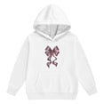 thumbnail image 5 of Girls Valentine's Day Hoodie Set Leopard Print Bow Pattern Hooded Pocket Hoodies Sweatshirt Pants Set White 2 Y-3 Y, 5 of 6