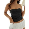 thumbnail image 3 of Women'S Y2K Strapless Tube Top Basic Knit Crop Top Backless Sleeveless Bandeau for 2025 Summer Outfits Black M, 3 of 9