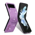 thumbnail image 6 of Phone Case for Samsung Galaxy Z Flip 5 Wallet Cover, Magnetic Closure Folio [Credit Card Holder] Bling Glitter PU Leather Shockproof Lightweight Cell Accessories Women,Purple, 6 of 10