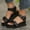 Black BK40, variant on WIZUTIZ Platform Sandals Women Women's Sandals Athletic Comfort Stretchy Beach Sandals Buckle Round Toe Summer Shoes Flat Heel (O"-1) Medium Solid Sandals Going Out Holiday Deals Red