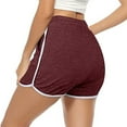 thumbnail image 3 of Abcnature Plus Size Shorts, Womens Athletic Shorts, Women High Waist Yoga Women Bandage Elastic Waist Casual Short, Comfy Beach Shorts, Yoga Pants, Cycling Sport Shorts Wine M, 3 of 4