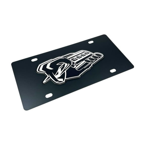 RAM HEMI Badge of Protest Black Carbon Steel License Plate Official Licensed