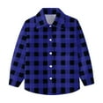 thumbnail image 4 of Tao Tao Little Boys Girls Plaid Shirt Long Sleeve Shirts With Chest Pocket Button-Down Tshirt Casual Collared Dress Shirt Fashion School Uniform Shirt Blue 5 Years, 4 of 7
