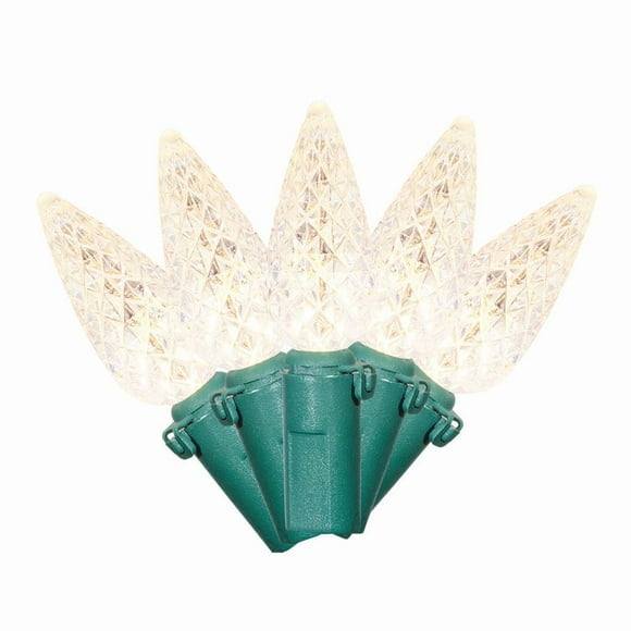 Holiday Time 70-Count Warm White Diamond-Cut LED C6 Christmas Lights, with Green Wire, 15.7'