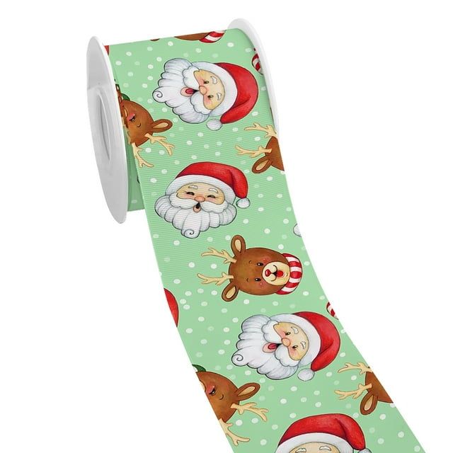 Holiday Merry Christmas Decoration Pattern Printed Grosgrain Satin Ribbon for Gift Wrapping Hair Bow Craft Accessory 50 Yards Jiayi