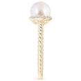 thumbnail image 5 of ANGARA Japanese Akoya Cultured Pearl Twisted Rope Shank Ring in 14K Yellow Gold for Women | June Birthstone, Birthday, Anniversary, Jewelry Gift for Women | Pearl Ring, 5 of 11