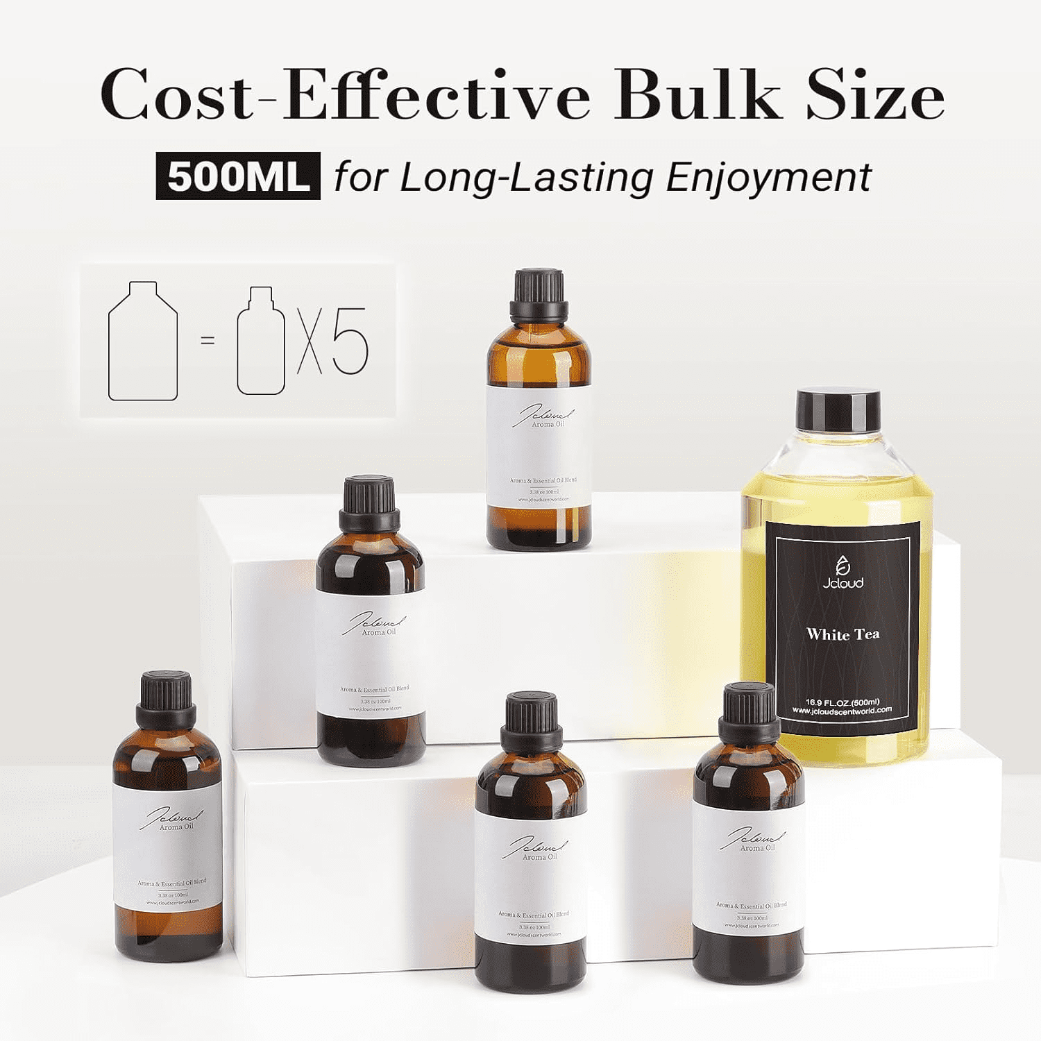 JCLOUD White Tea Hotel Diffuser Oil - 16.9 Fl Oz (500mL) - Luxury Cold Air Diffuser Oil Refill & Hotel Scent Essential Oils Bulk for Home, Aromatherapy, Offices Visit the JCLOUD Store