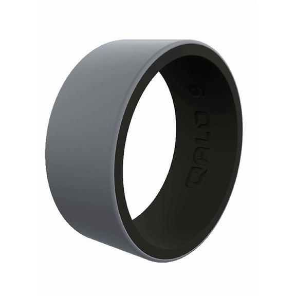 QALO Mens Grey/Black Blank Strata Ring – Durable Wedding Bands with Flexible Comfortable Fit – Skin-Friendly and Lightweight Design – Size 09